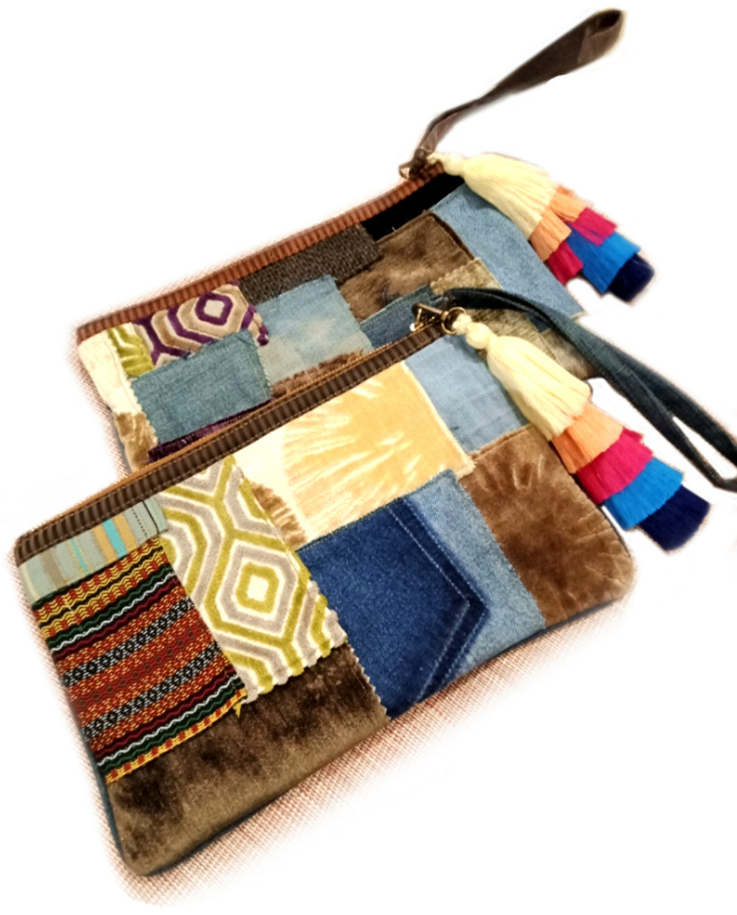 Patchwork Denim Clutch
